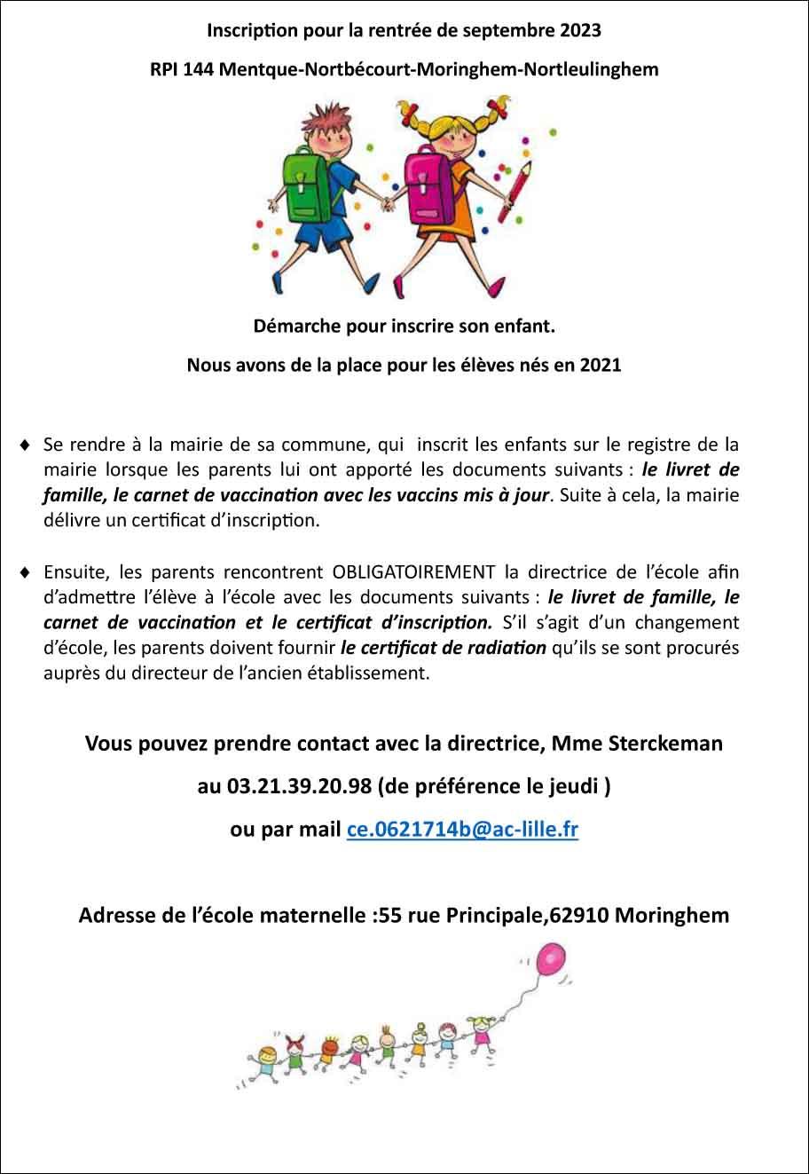Courrier inscription