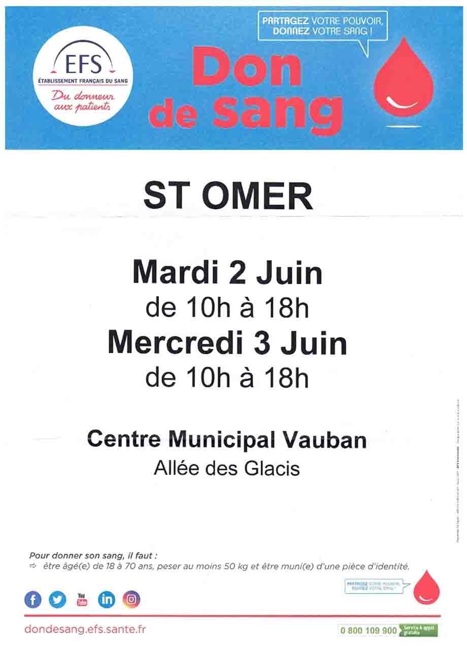 Don de sang 2 et 3 juin