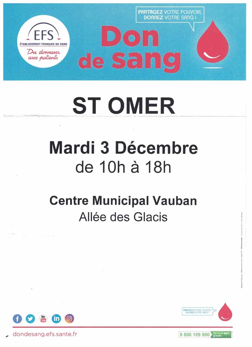 Don de sang 3 decembre